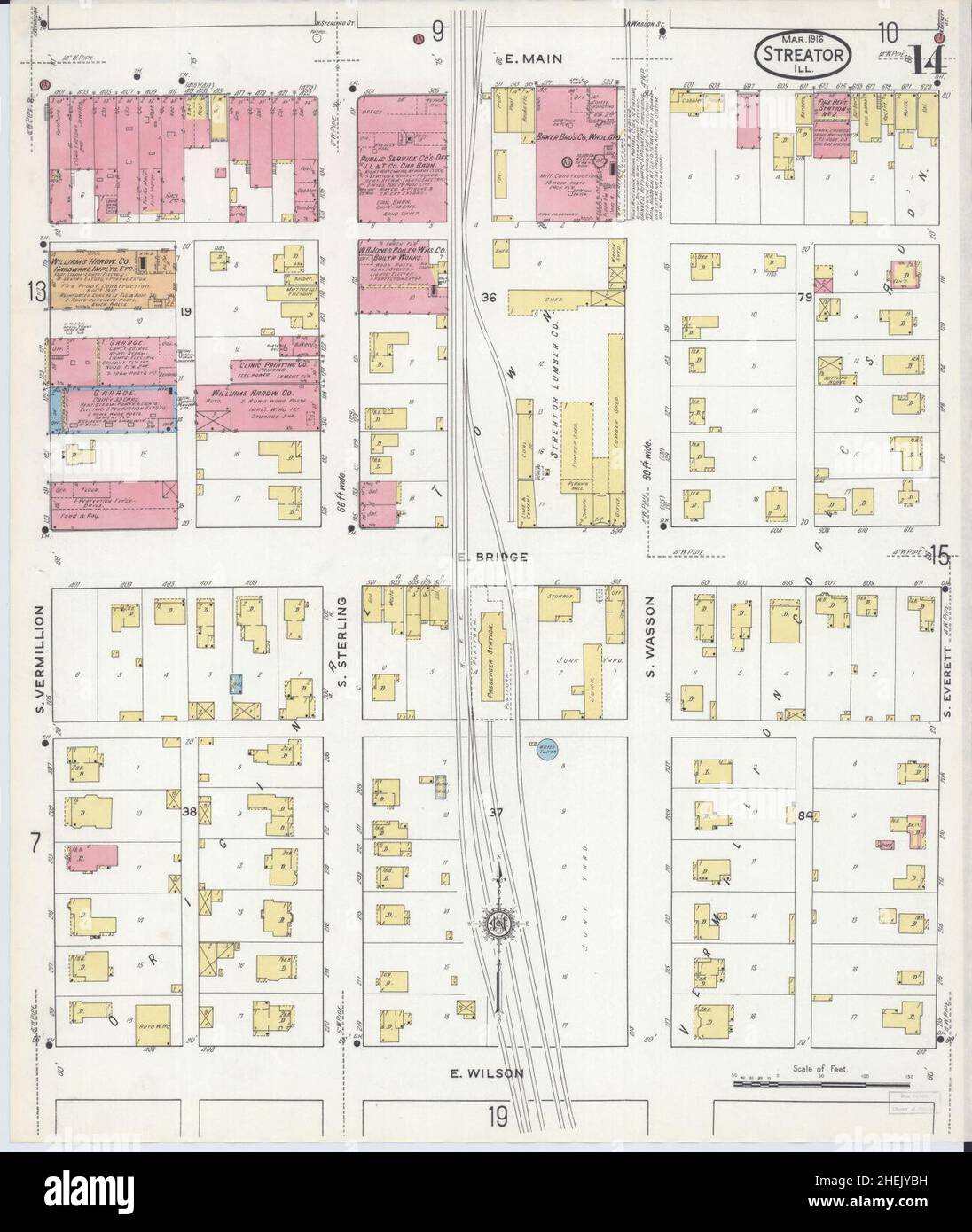 Sanborn carte d'assurance-incendie de Streator, comté de la salle, Illinois. Banque D'Images