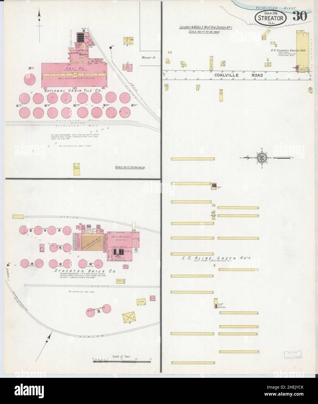 Sanborn carte d'assurance-incendie de Streator, comté de la salle, Illinois. Banque D'Images