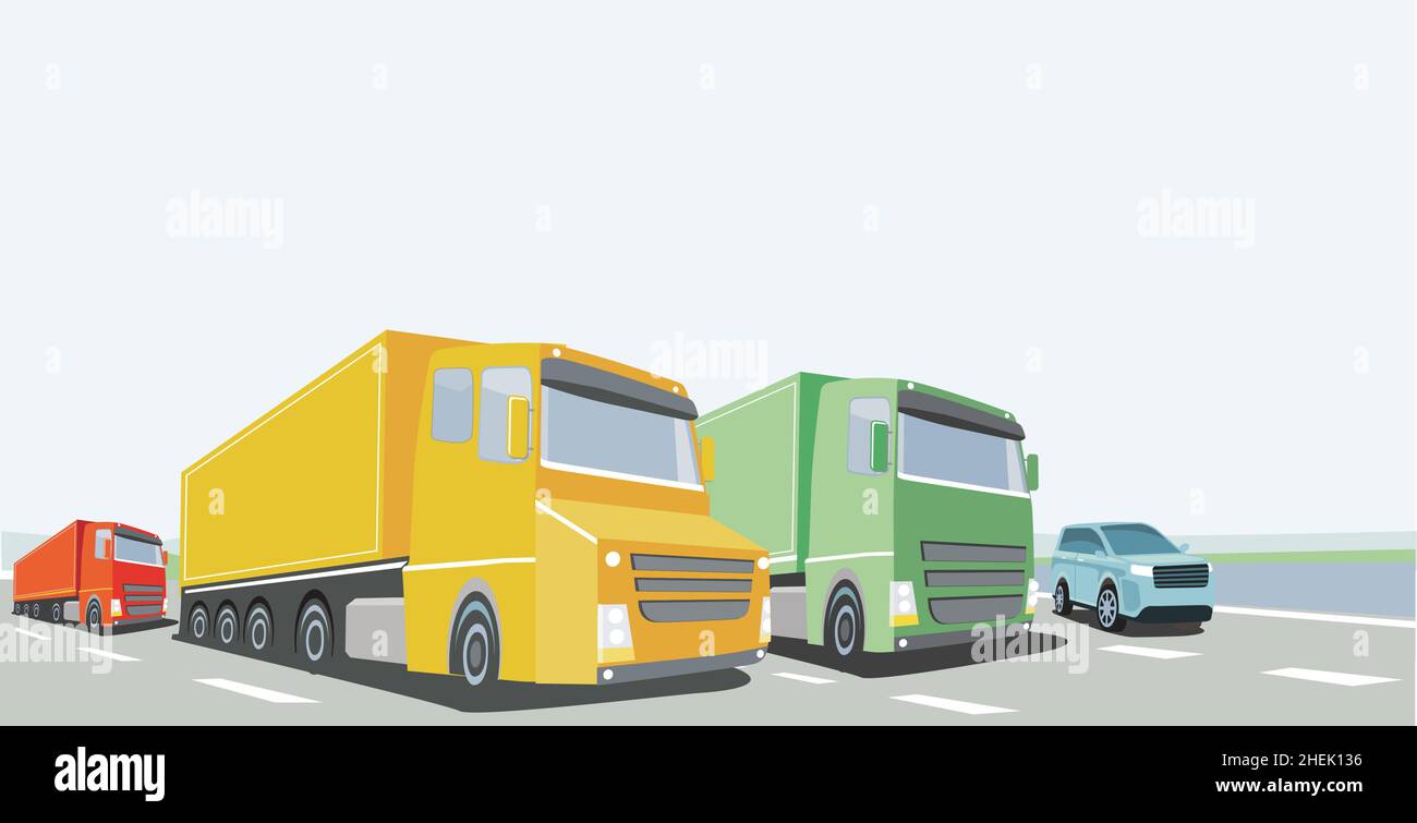Autoroute avec transport par camion, illustration Illustration de Vecteur