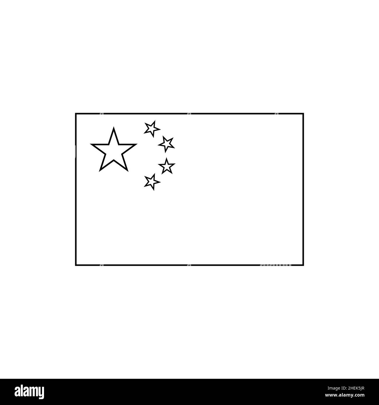 Drapeau à contour noir de la Chine.Icône de vecteur de ligne mince Illustration de Vecteur