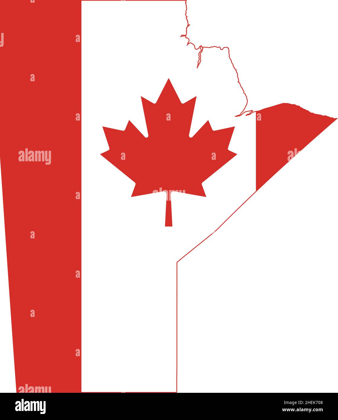 Carte de drapeau administratif à vecteur plat de la province canadienne du MANITOBA combinée au drapeau officiel du CANADA Illustration de Vecteur