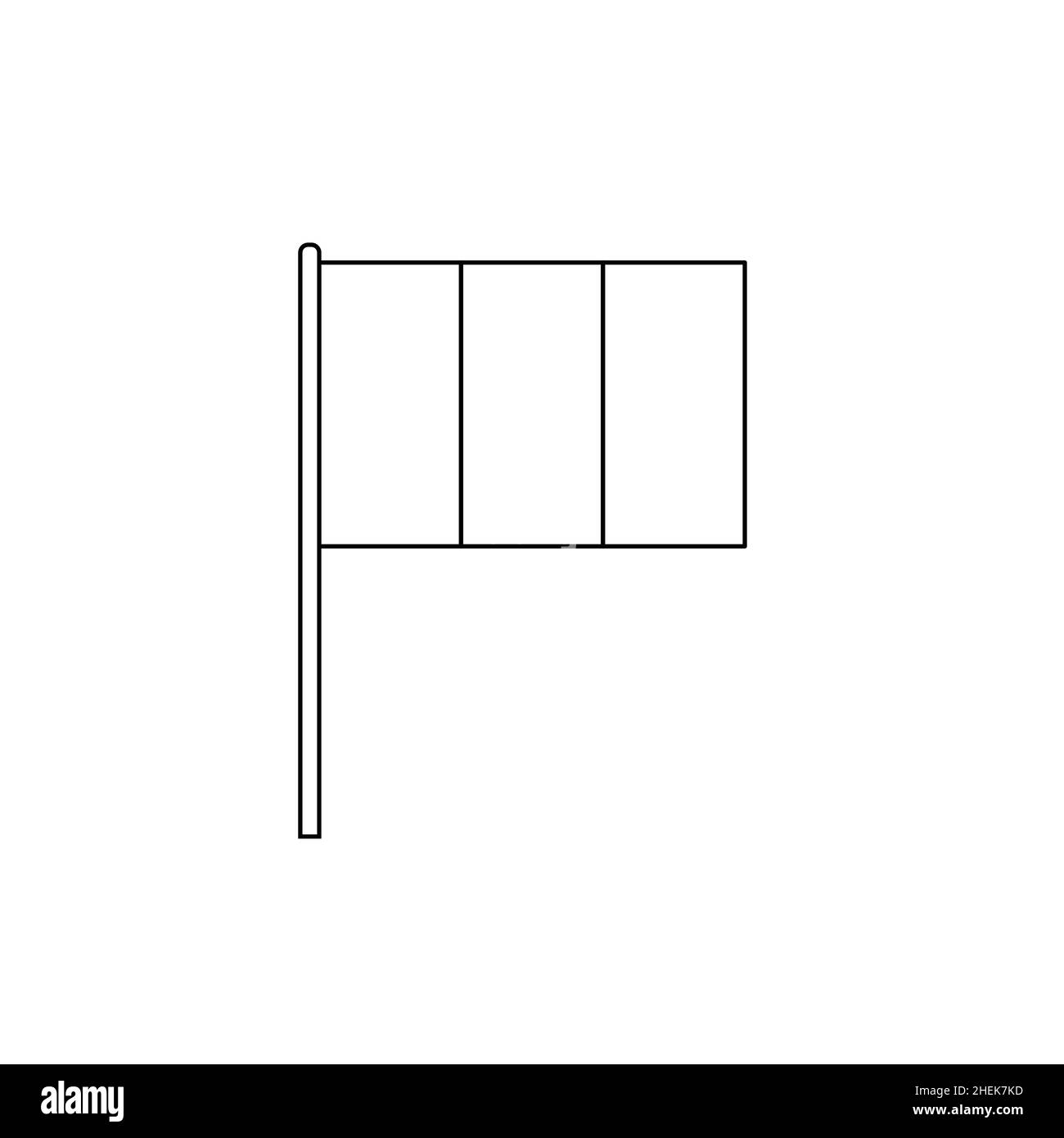 Drapeau vertical à contour noir sur l'Italie ou la France.Icône de vecteur de ligne mince Illustration de Vecteur