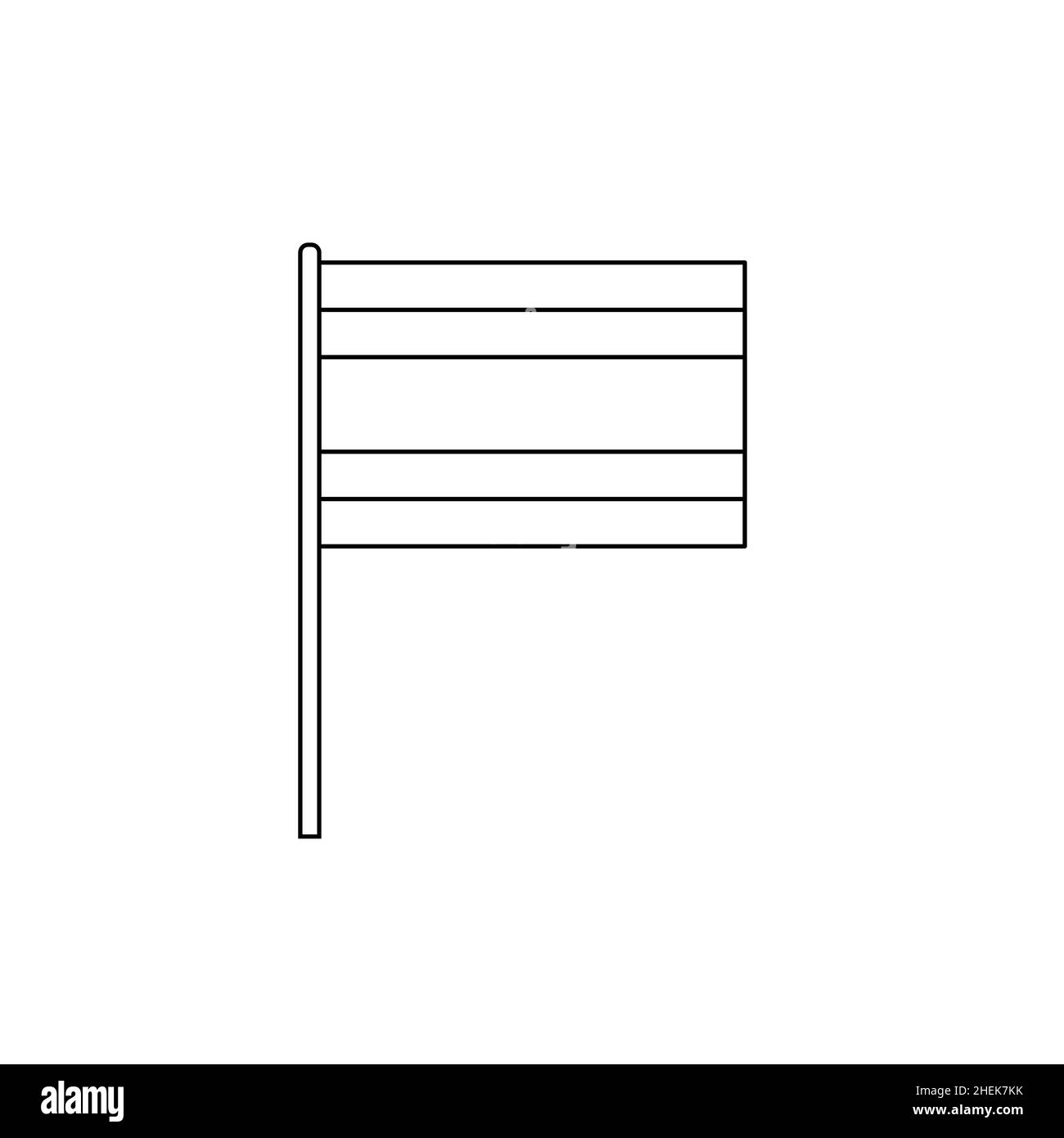 Drapeau à contour noir sur de la Thaïlande.Icône de vecteur de ligne mince Illustration de Vecteur