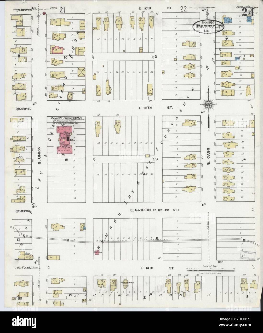 Carte d'assurance-incendie Sanborn de traverse City, Grand traverse County, Michigan. Banque D'Images