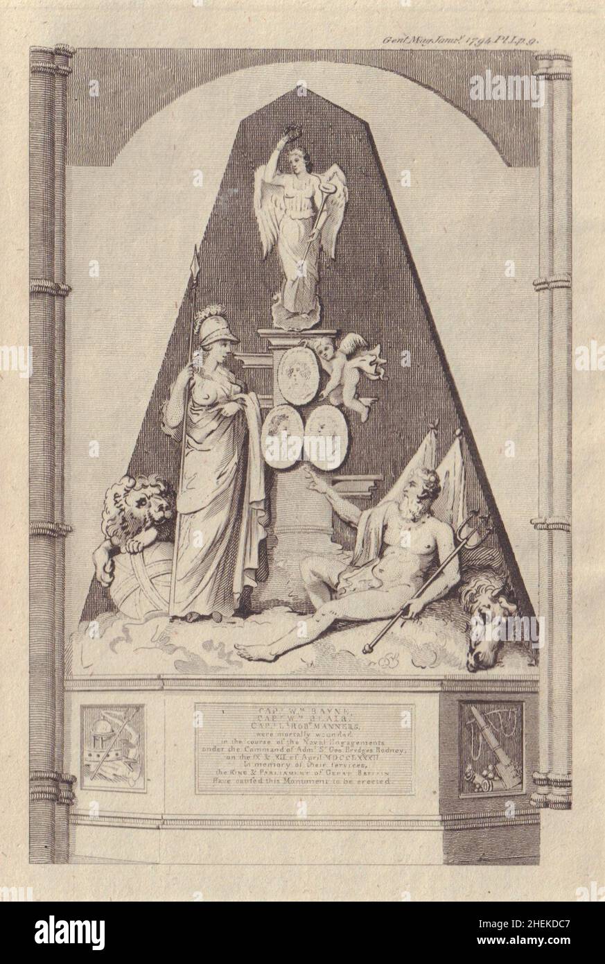Capt Bayne, Blair, Lord Manners Monument Londres.Bataille des Saintes 1782 1794 Banque D'Images