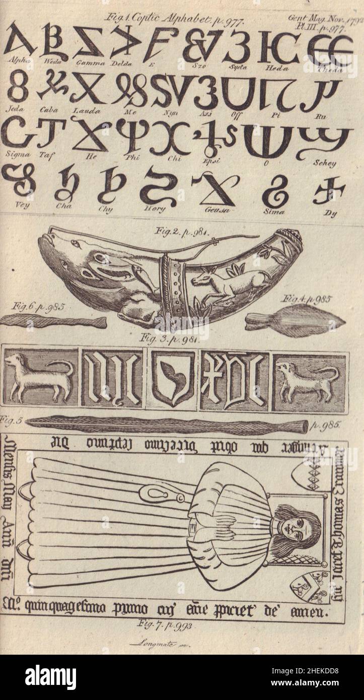 Coptic Alphabet Duret Hartshorn Halford Bridge Thomas Cranmer Whatton Notts 1792 Banque D'Images