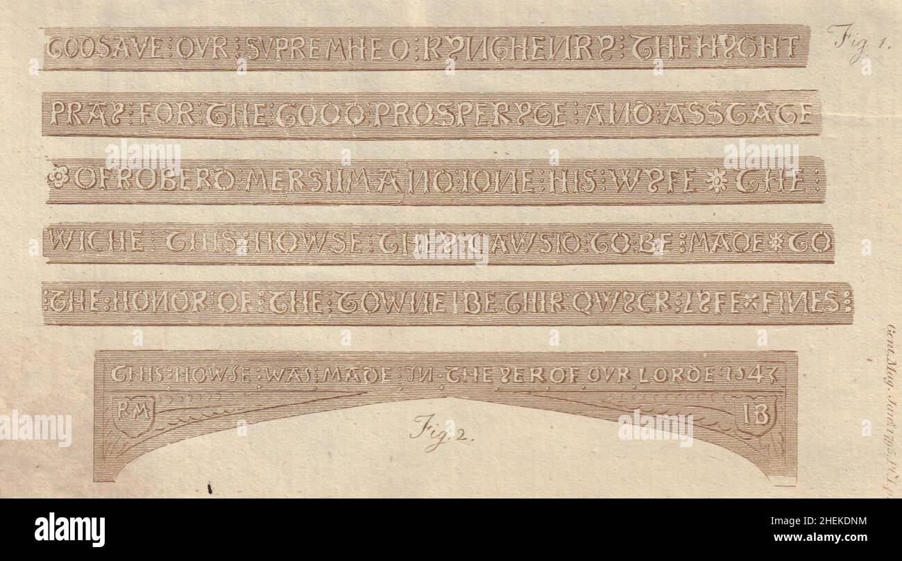 Inscription sur le Bridewell à Aysham, Norfolk, construit par Robert Mersham 1795 Banque D'Images