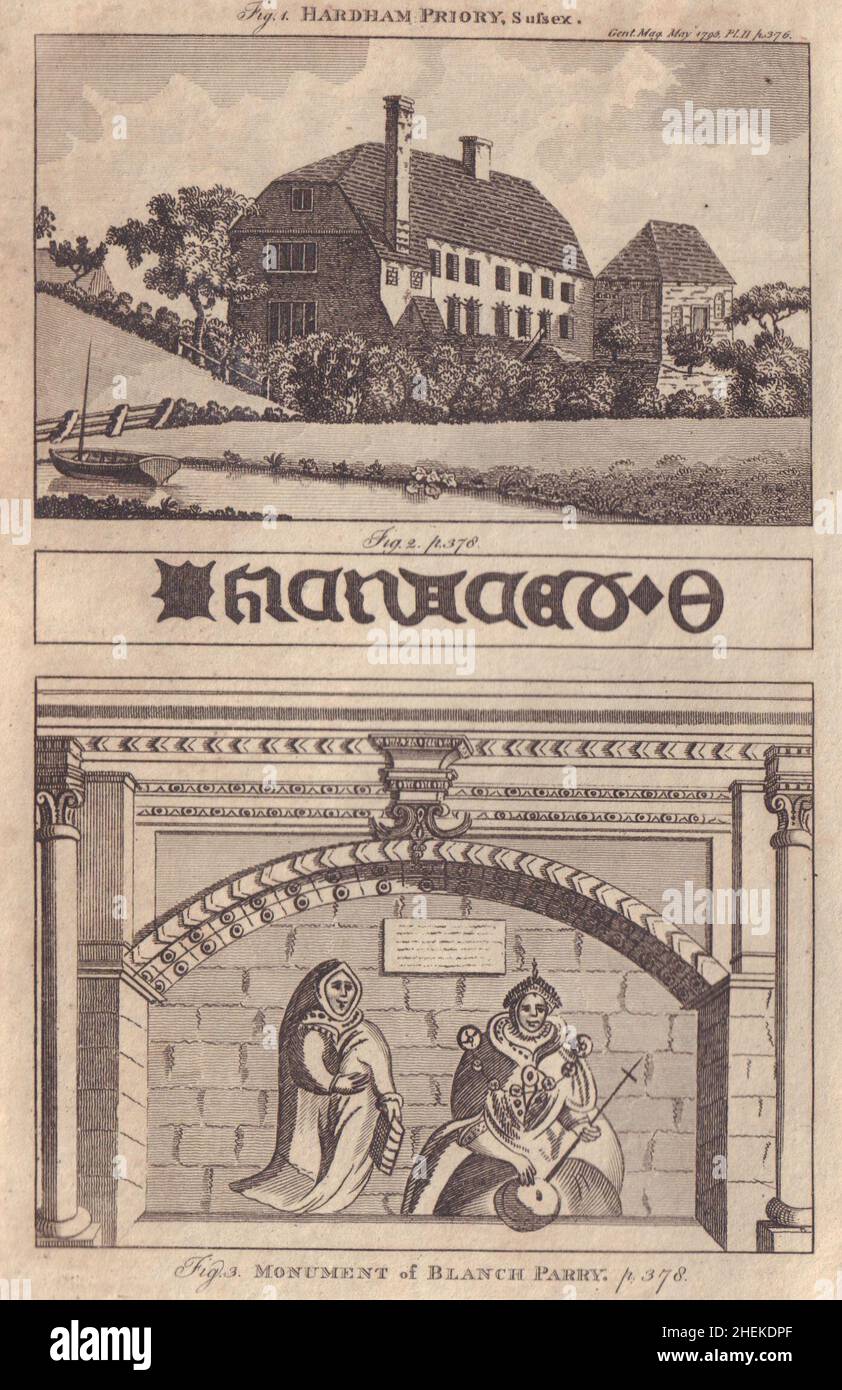 Le Prieuré de Hardham Sussex.Blanch Parry, Église Saint-Faith, Bacton, Herefordshire 1795 Banque D'Images