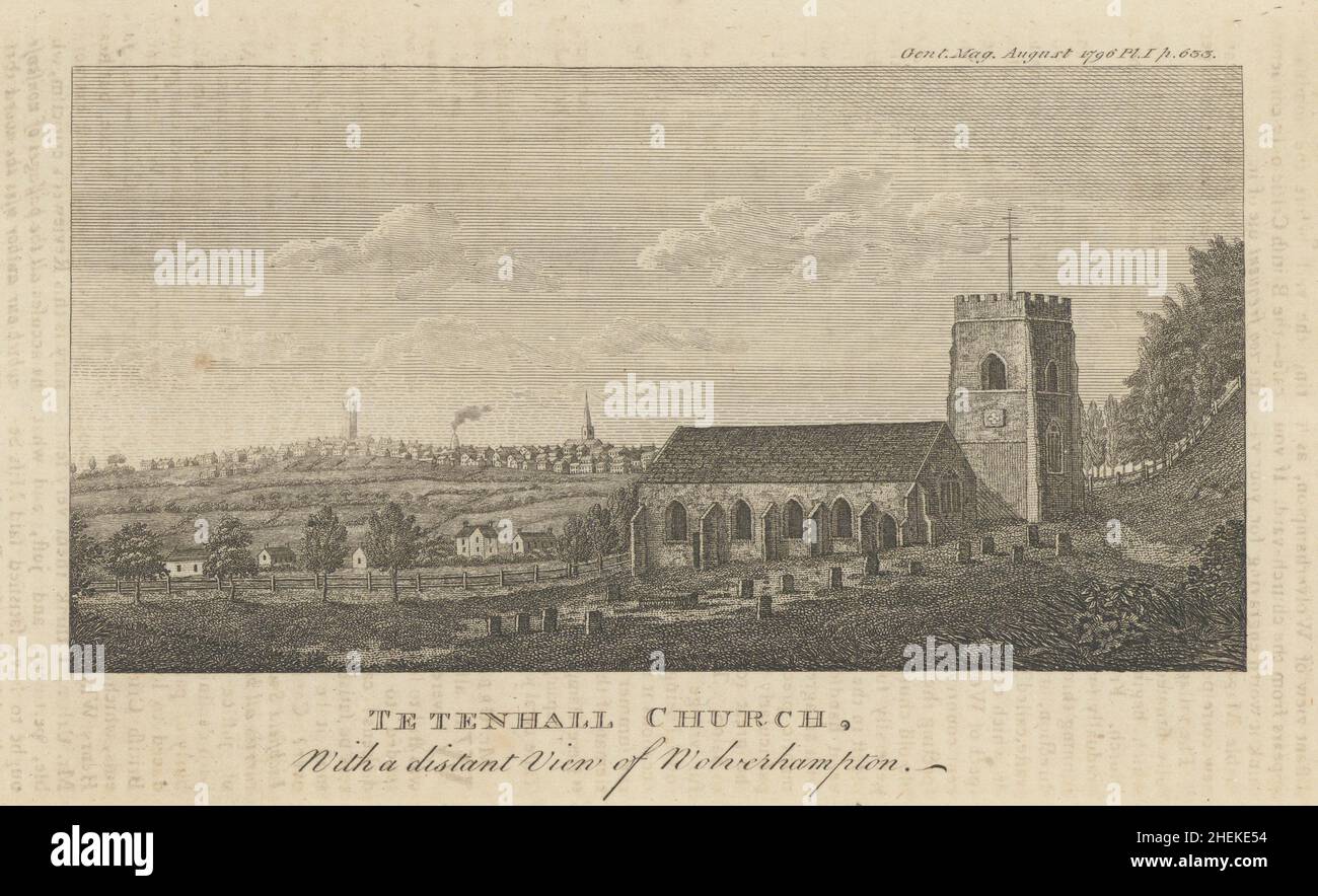 St Michael & All Angels Church Tettenhall avec vue sur Wolverhampton, personnel 1796 Banque D'Images