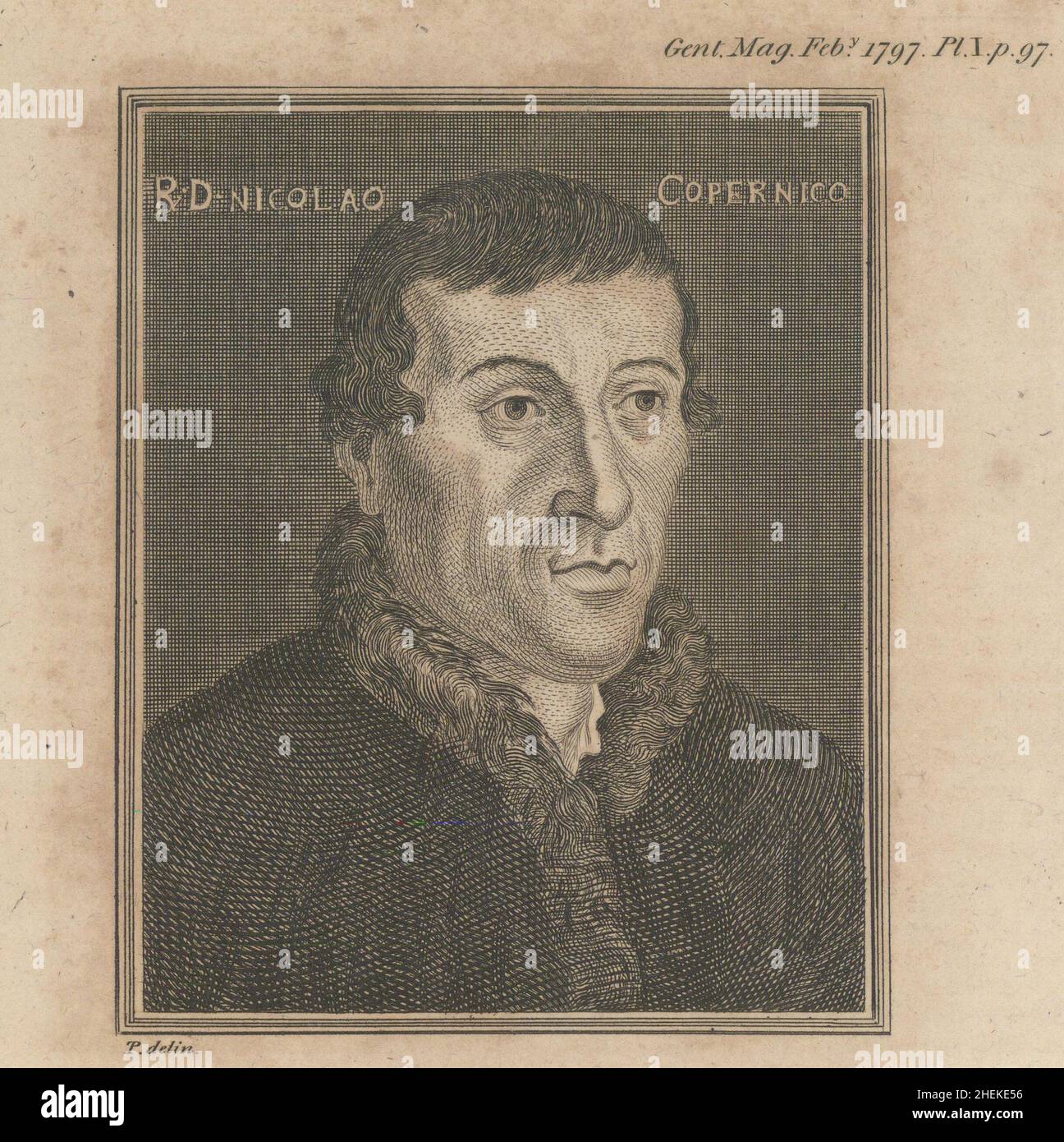 Nicolaus Copernic d'une photo de la Société royale.Impression astronomie 1797 Banque D'Images