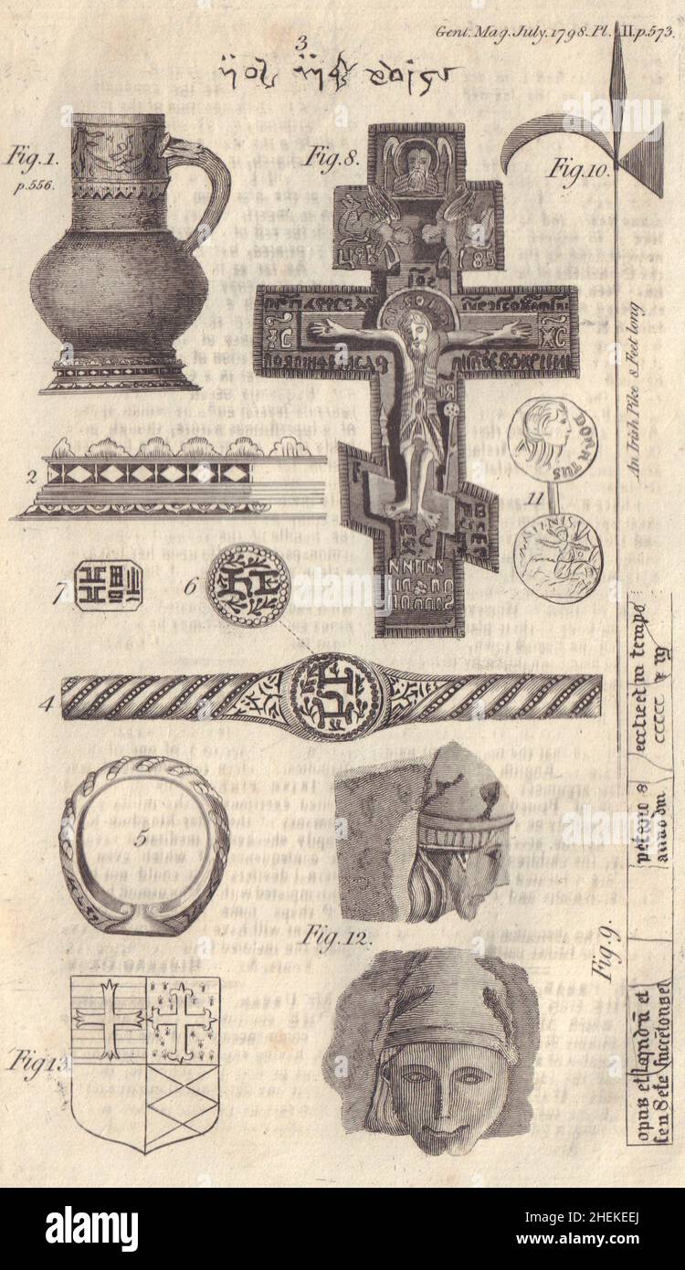 Crucifix, apporté en Angleterre par un marin danois.Urne à Colchester, Essex 1798 Banque D'Images