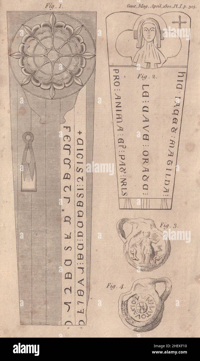 Cercueil en pierre de la famille Thorpe Église de St Mary Wycliffe œuvres.Bouteilles anciennes 1802 Banque D'Images