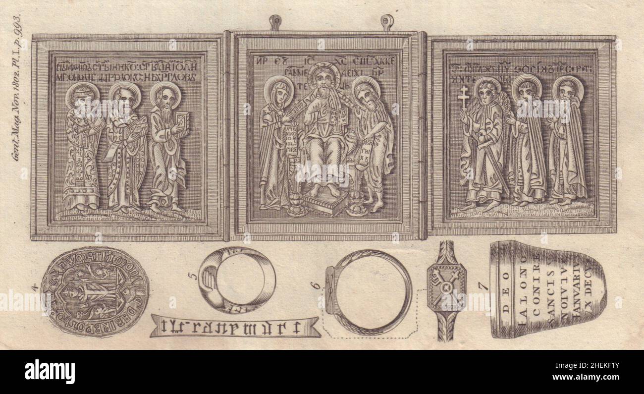 Livre religieux russe en laiton.Sceau de Matthew un moine d'Arbroath, Écosse 1802 Banque D'Images