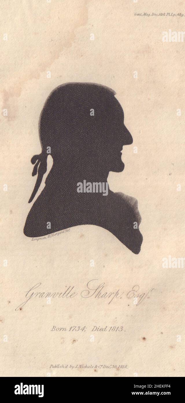 Portrait de la silhouette de Granville Sharp esclavage abolitionniste. ob 1813 1818 Banque D'Images
