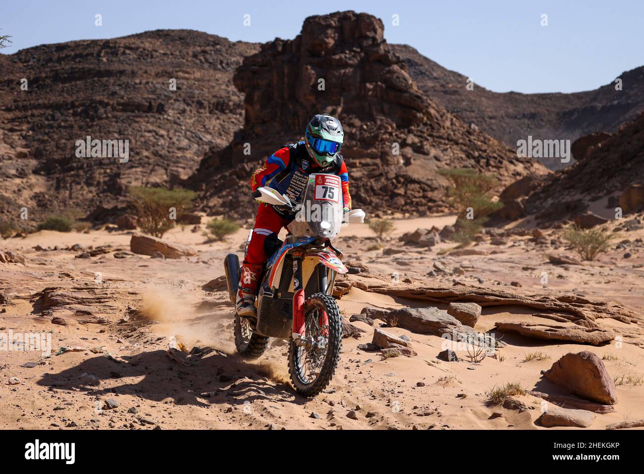 75 Al Shatti Abdullah (kwt), KTM, moto, W2RC, action pendant la phase 9 du rallye de Dakar 2022 autour de Wadi ad Dawasir, le 11th 2022 janvier à Wadi ad Dawasir, Arabie Saoudite - photo Julien Delfosse / DPPI Banque D'Images