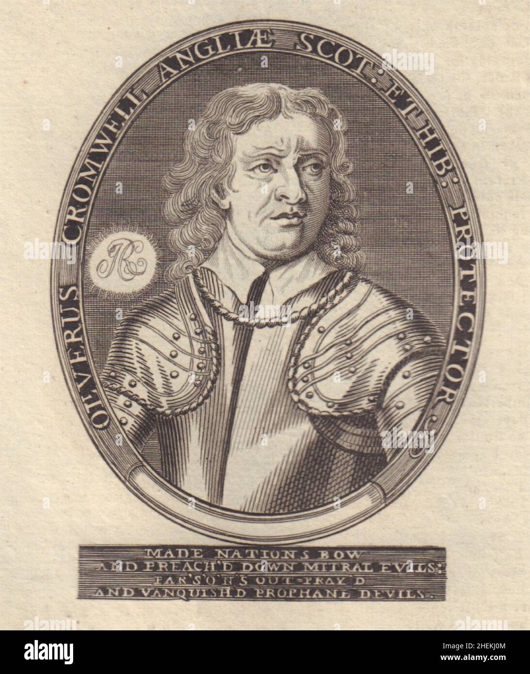 Général Oliver Cromwell.Ancienne image imprimée de la Guerre de Sécession 1799 Banque D'Images