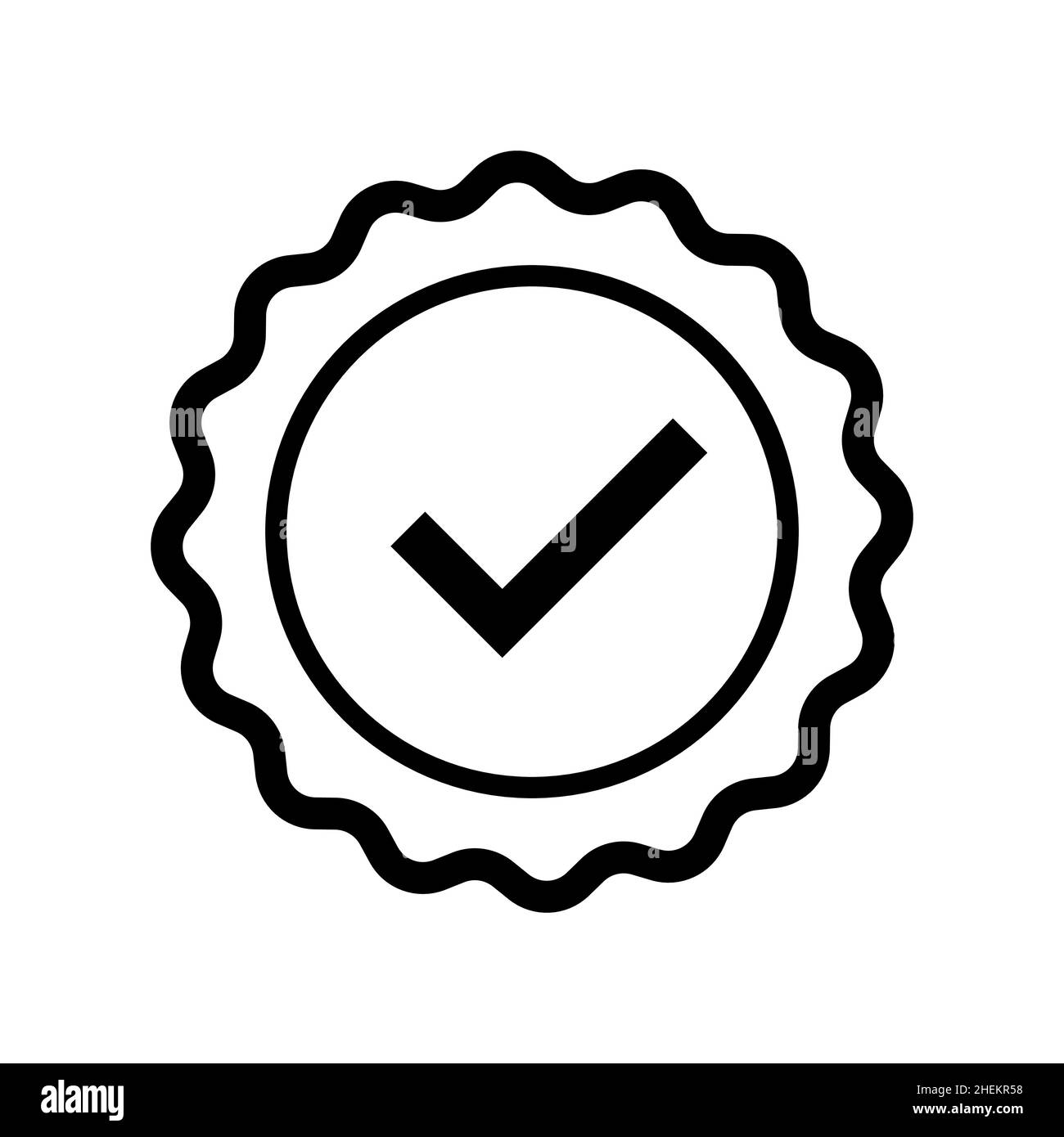 Profil vérifié, simple marque noire avec icône de coche sur blanc Illustration de Vecteur