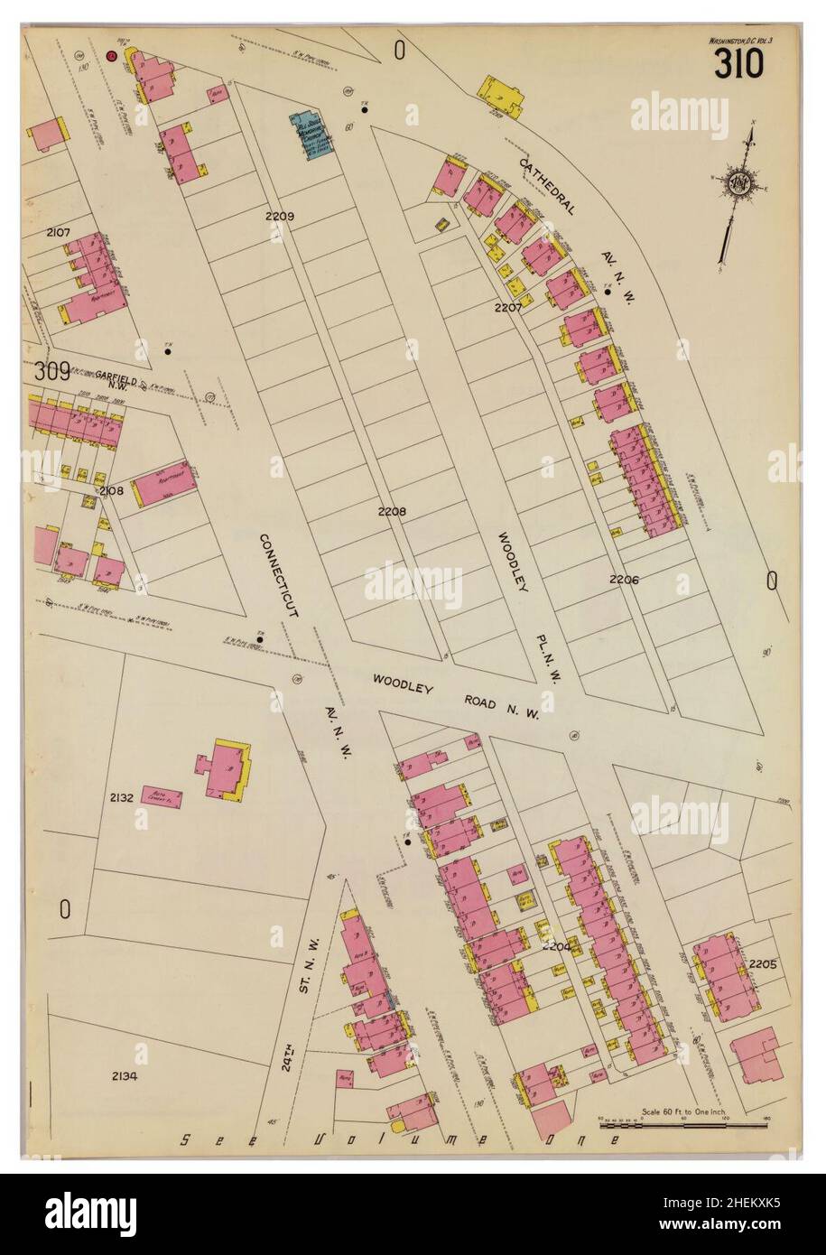 Sanborn carte d'assurance-incendie de Washington, District de Columbia, District de Columbia. Banque D'Images