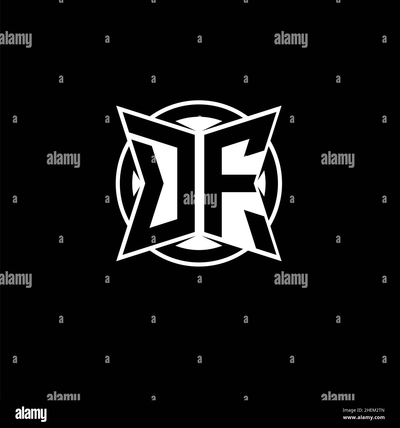 Lettre du logo DF Monogram avec design simple de style moderne.Logo rond monogramme. Illustration de Vecteur