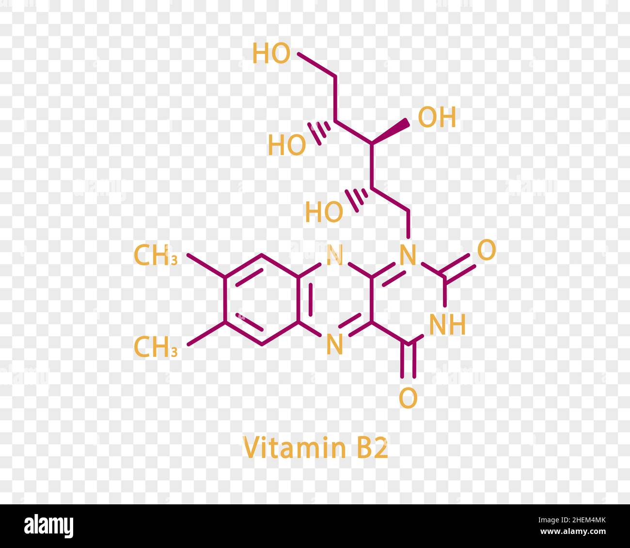 Formule chimique de la vitamine B2.Formule chimique structurale de ...