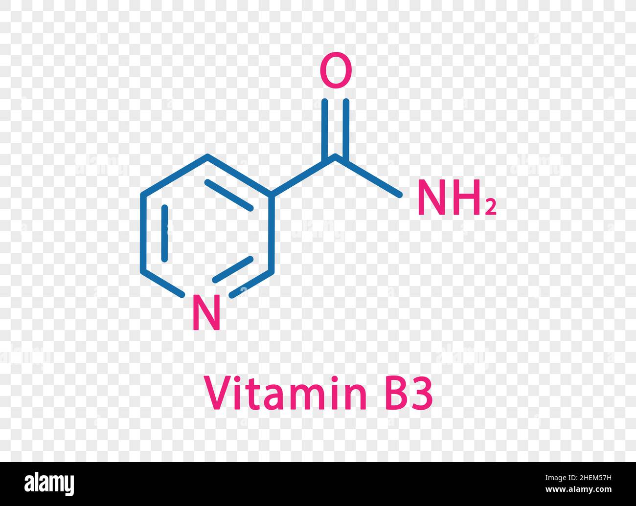 Formule chimique de la vitamine B3.Formule chimique structurale de