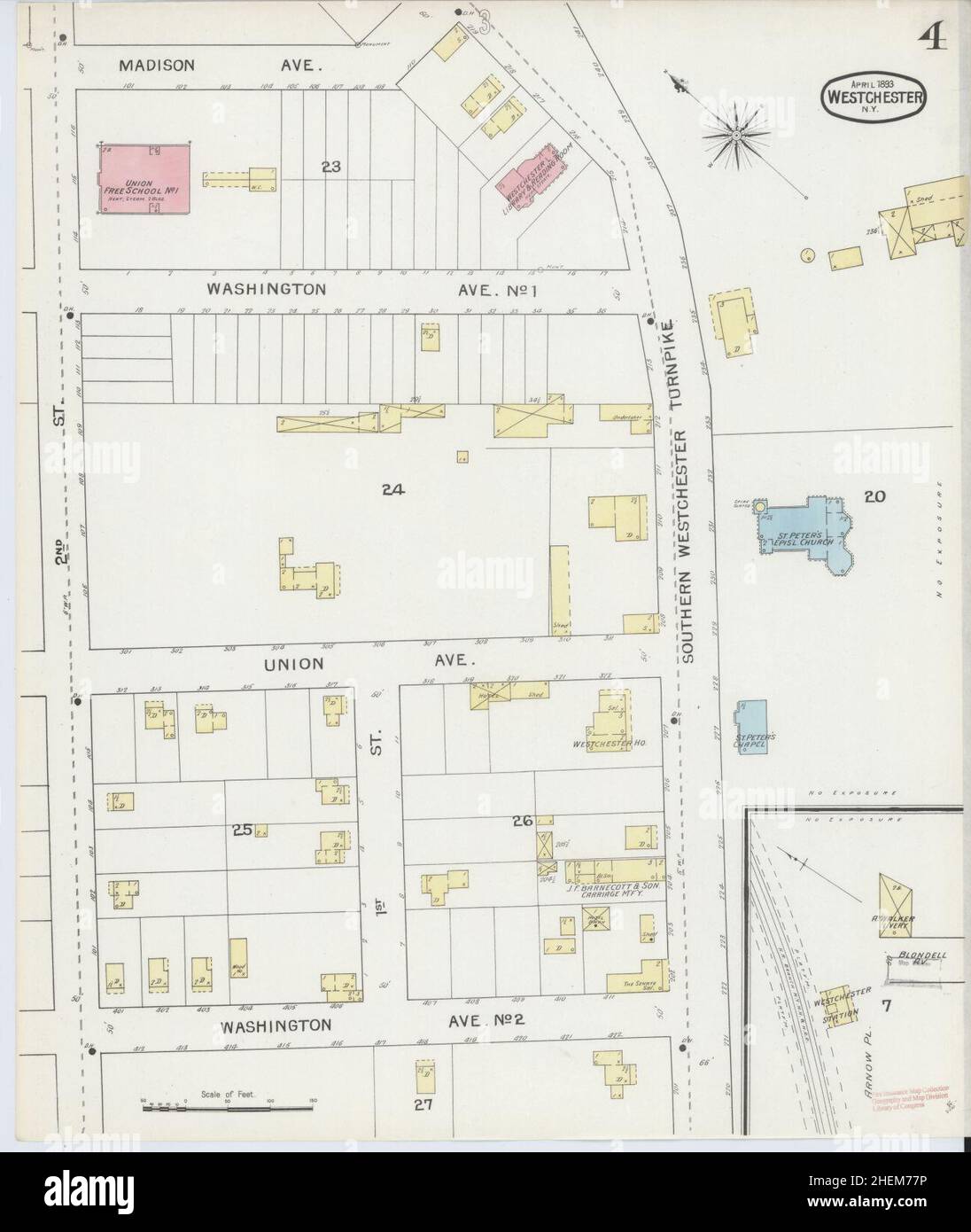 Sanborn carte d'assurance-incendie de Westchester, comté de Bronx, New York. Banque D'Images