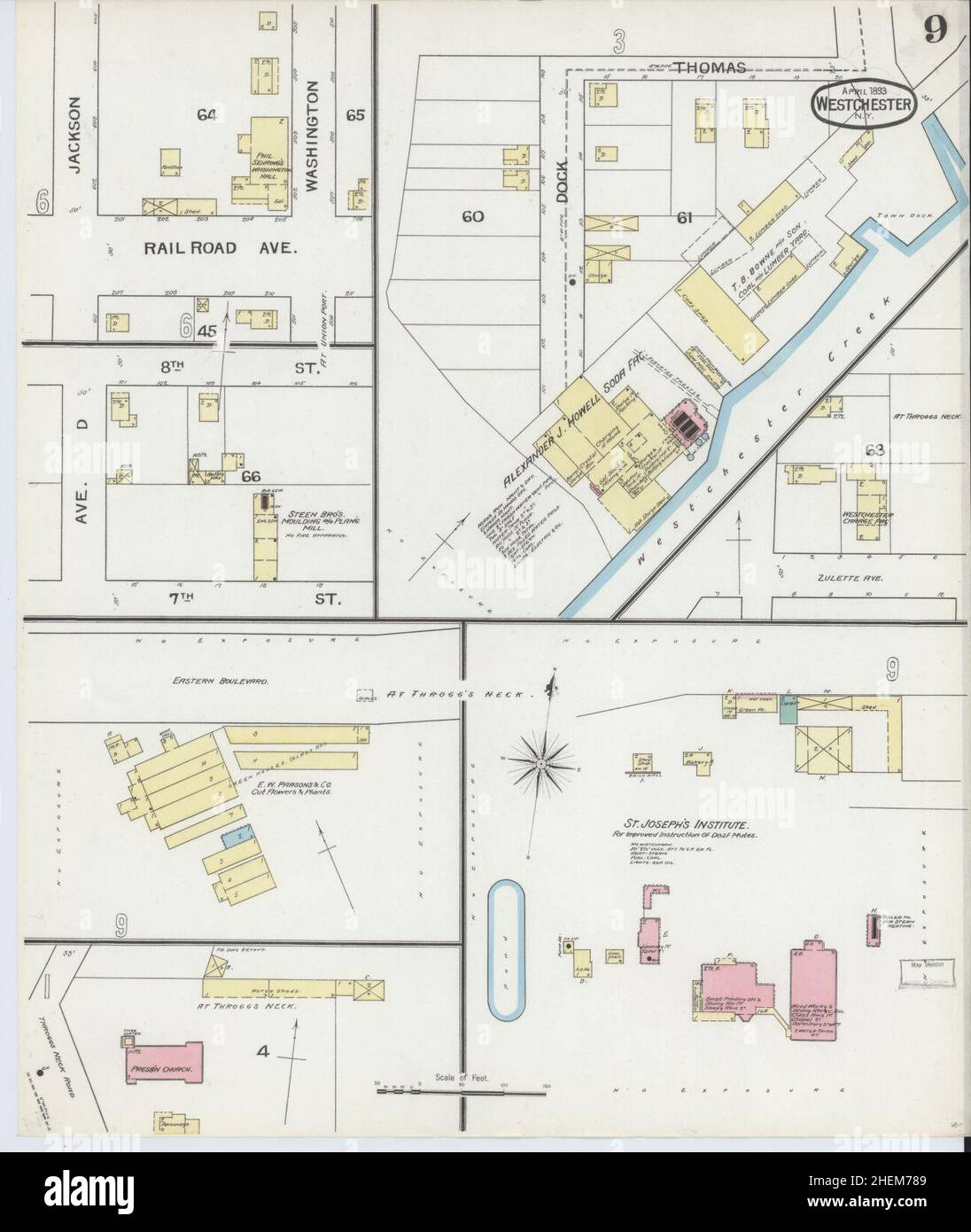 Sanborn carte d'assurance-incendie de Westchester, comté de Bronx, New York. Banque D'Images