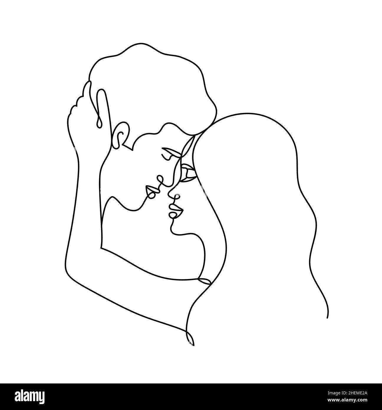 Couple abstrait sur blanc dans un style art de ligne. Illustration de Vecteur
