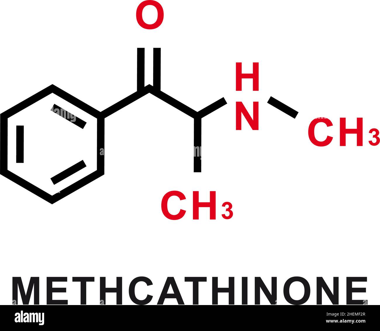 Formule chimique de la méthcathinone.Structure moléculaire chimique de la méthcathinone.Illustration vectorielle Illustration de Vecteur