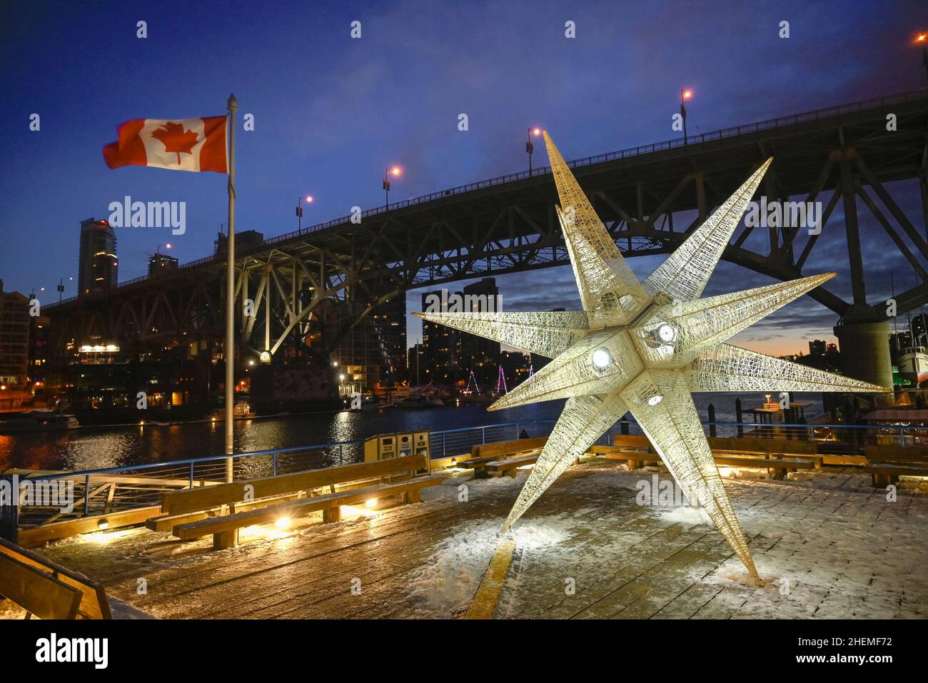 Lumière star, Granville Island Market Square, Vancouver, Colombie-Britannique, Canada Banque D'Images