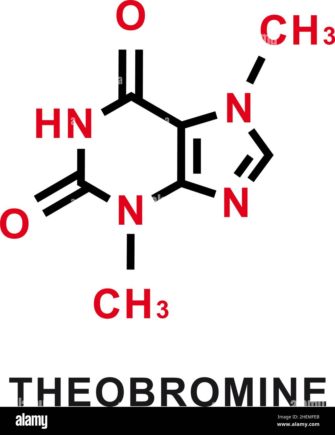 Formule chimique de la théobromine.Structure moléculaire chimique de la théobromine.Illustration vectorielle Illustration de Vecteur