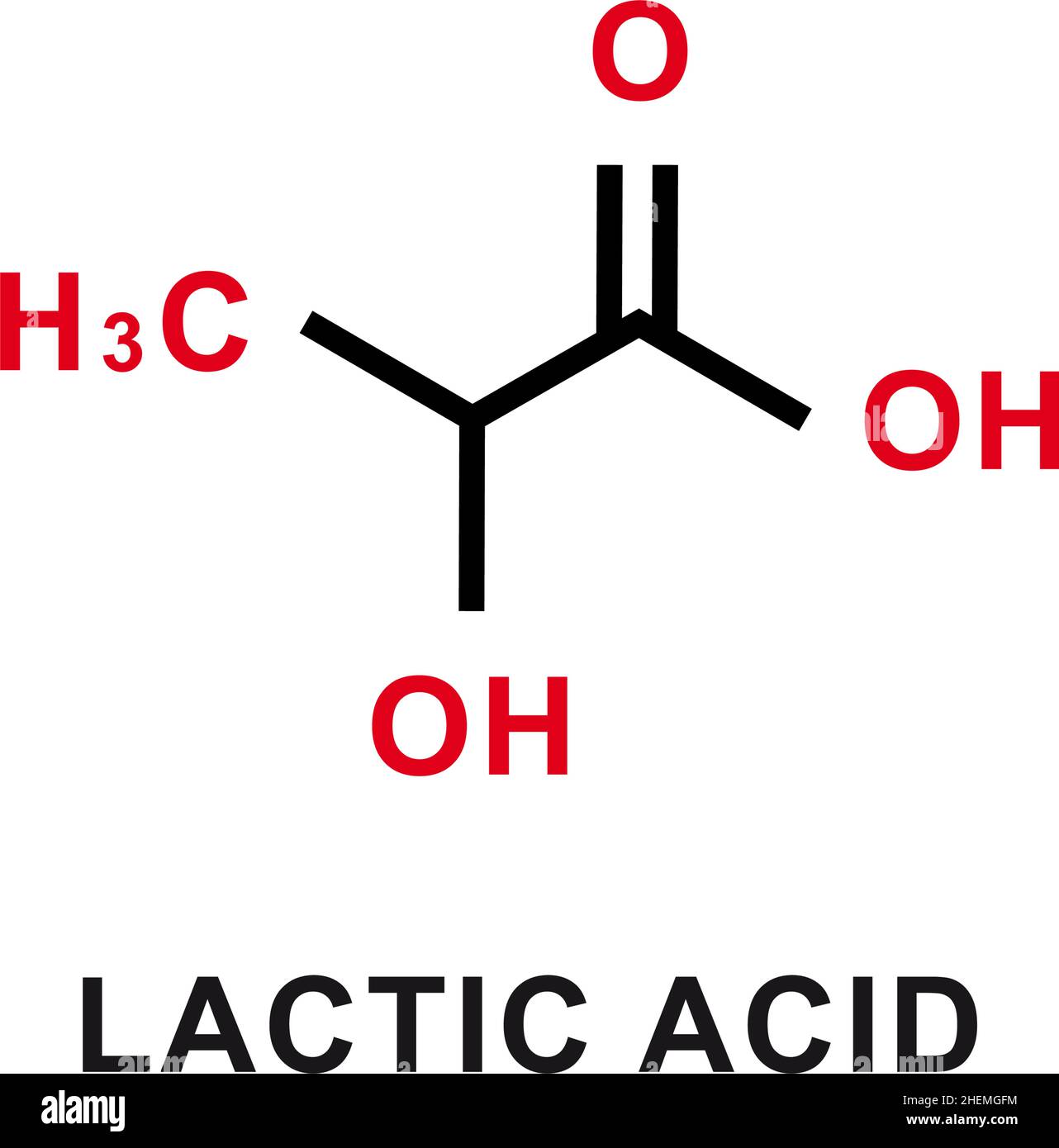Formule chimique d'acide lactique.Structure moléculaire chimique de l'acide lactique