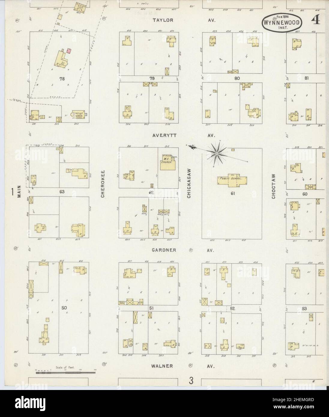 Sanborn carte d'assurance-incendie de Wynnewood, comté de Garvin, Oklahoma. Banque D'Images