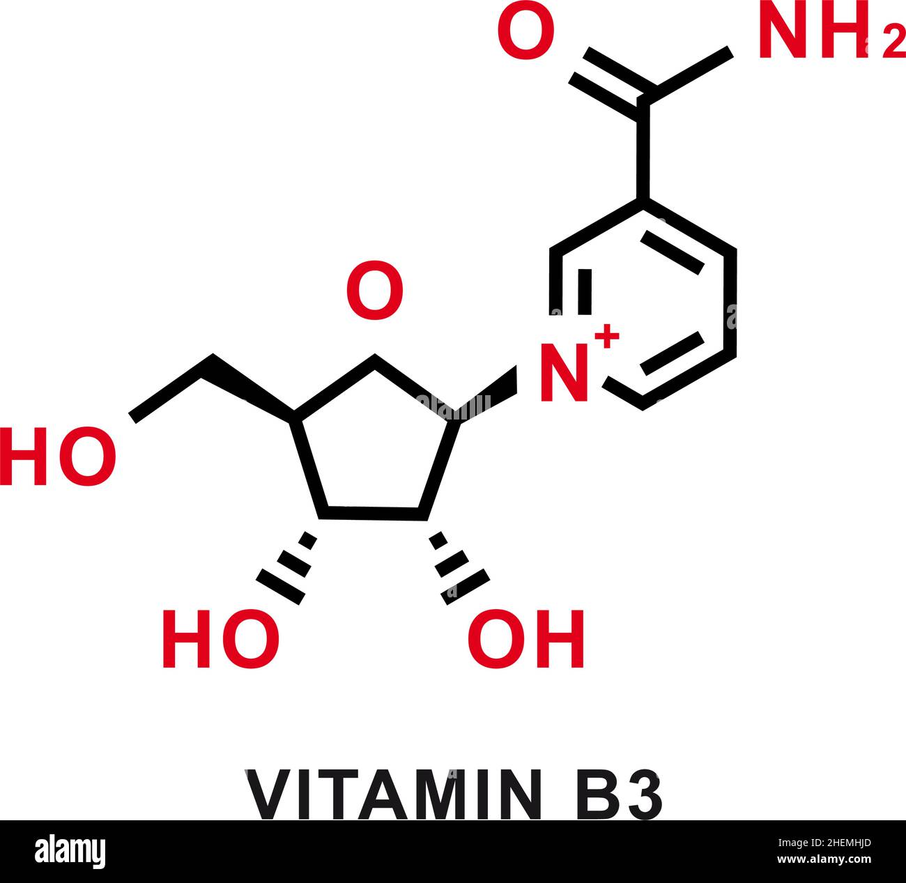 Formule chimique de la vitamine B3.Structure moléculaire chimique de la ...