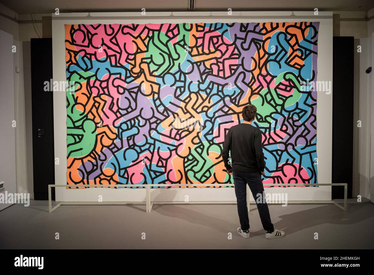 Photos de l'exposition sur l'art Keith Haring tenue à Pise, Italie Banque D'Images