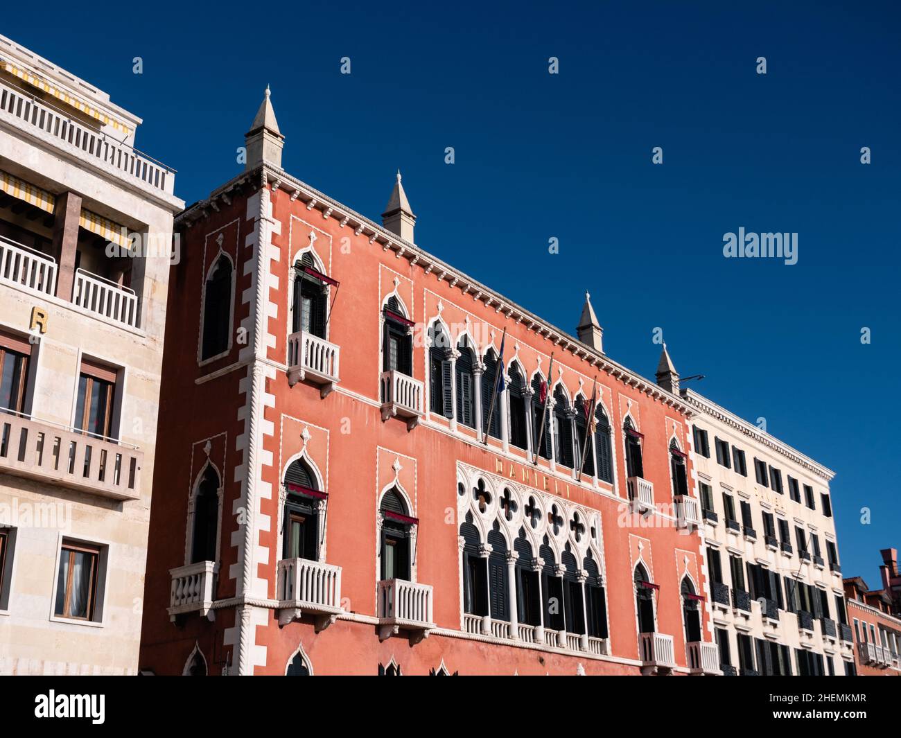 Venise, Italie - janvier 6 2022 : Hôtel Danieli, un hébergement de luxe au Palazzo Dandolo. Banque D'Images