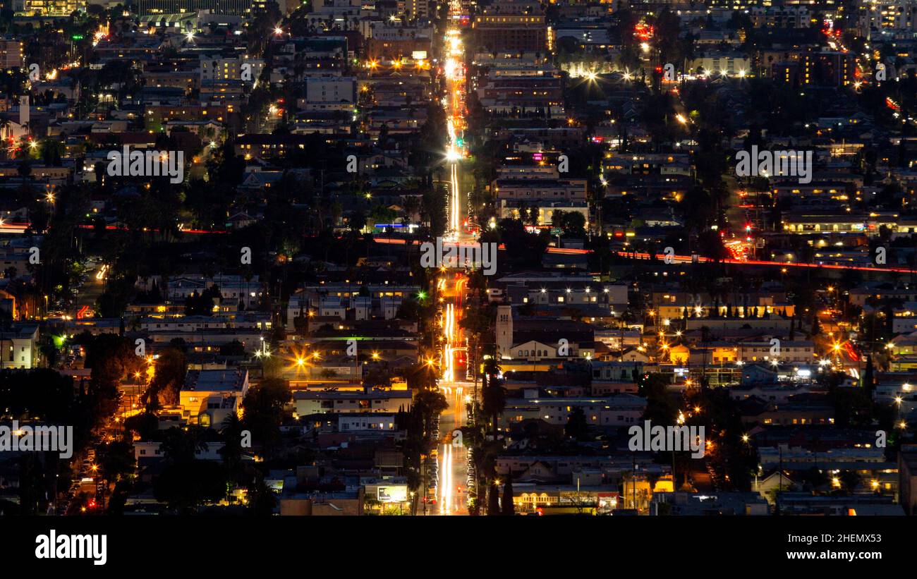 Horizon de Los Angeles la nuit, un jour d'été, États-Unis. Banque D'Images