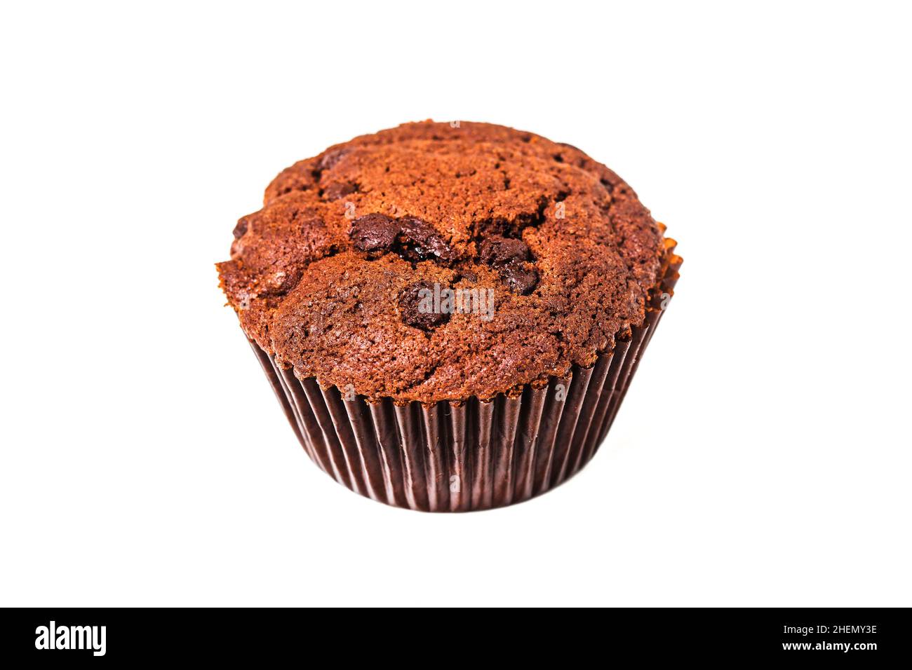 muffin au chocolat à la menthe sur une table en bois Banque D'Images