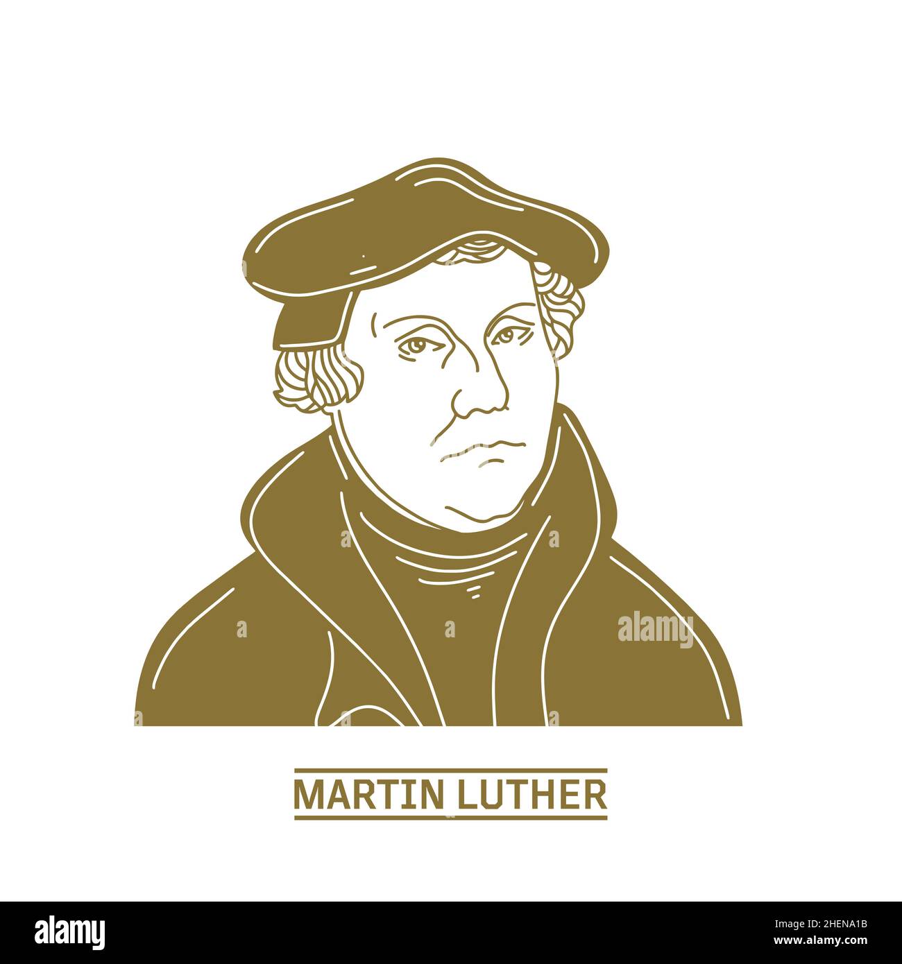 Martin Luther (1483-1546) était un professeur allemand de théologie, compositeur, prêtre, moine et figure séminale dans la réforme protestante.Chrétien Illustration de Vecteur