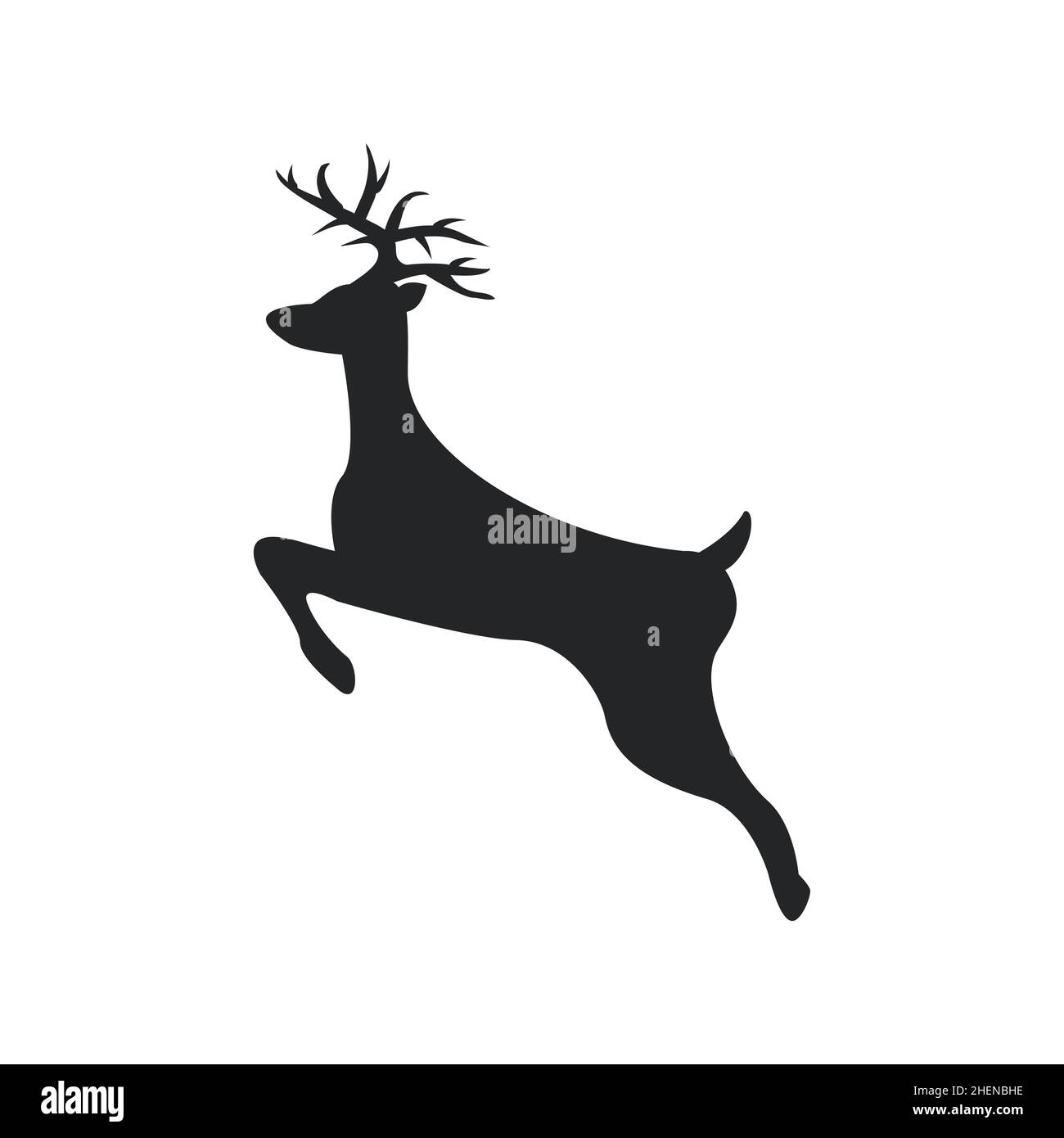 Symbole de noël à motif vectoriel de silhouette de renne.Symbole d'illustration noir icône cerf d'hiver Illustration de Vecteur