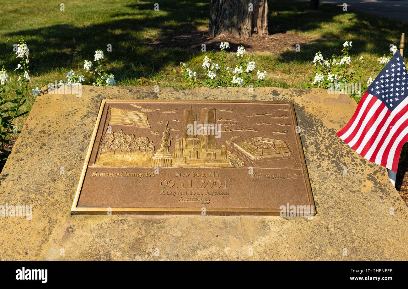 Nashville, Indiana, États-Unis - petit mémorial aux attaques terroristes du 11 septembre 2001 au palais de justice du comté de Brown Banque D'Images