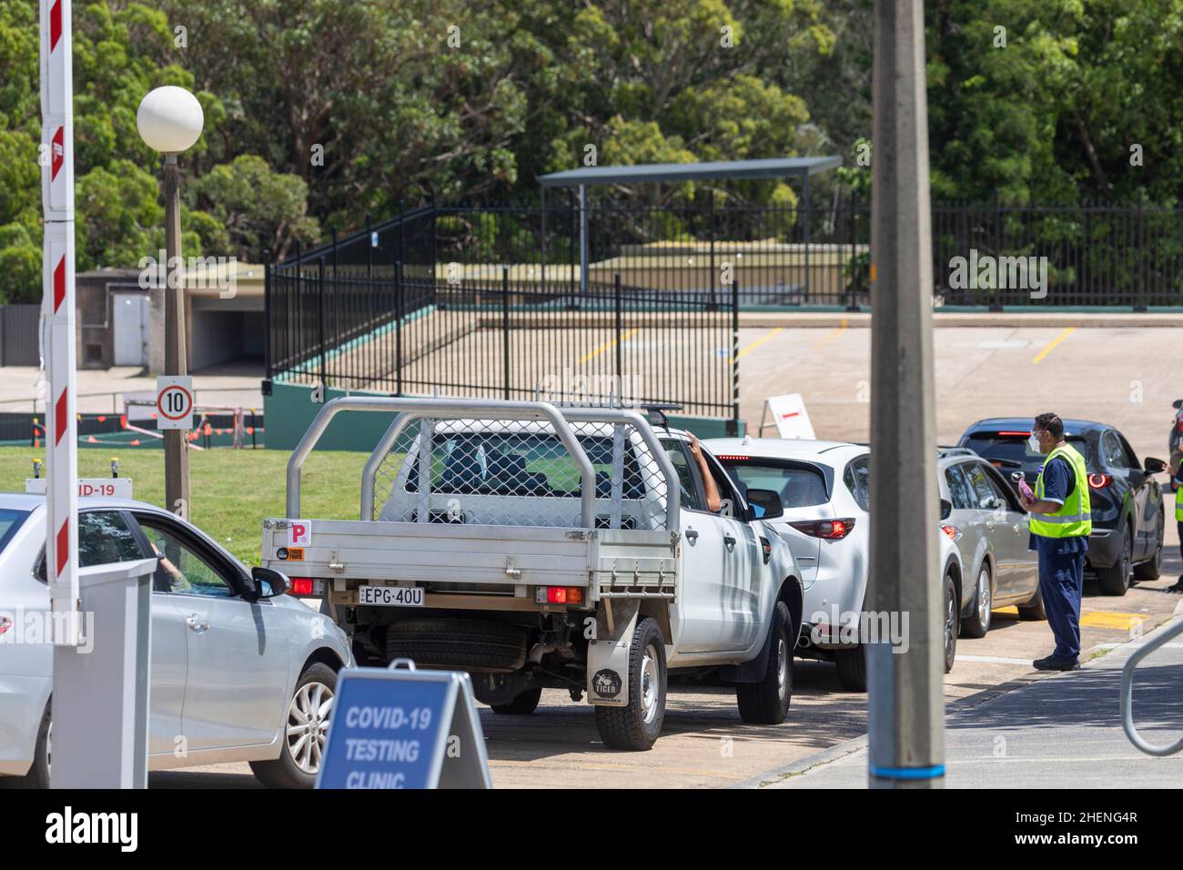 Australie, une clinique d'essai Covid 19 traverse l'hôpital Mona Vale à Sydney, en janvier 2022 Banque D'Images