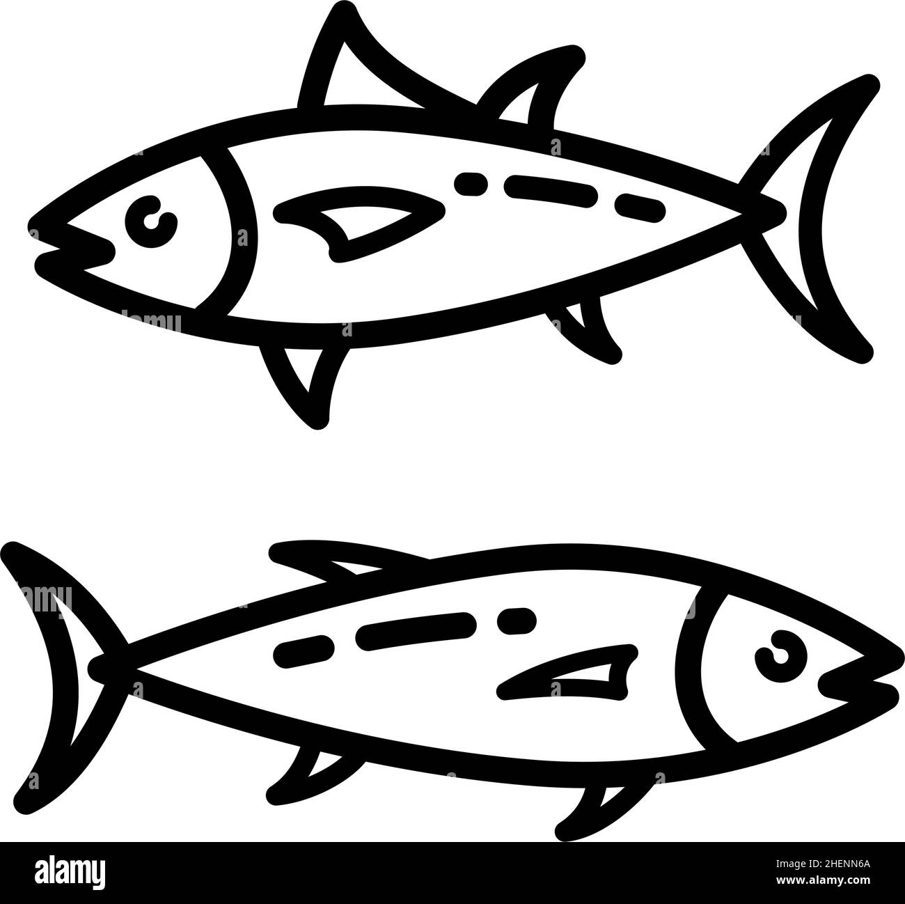 Illustration de la présentation du thon dans un style tendance.Icône Line simple isolée sur fond blanc.Icône pour page Web, application mobile, Promo. Illustration de Vecteur