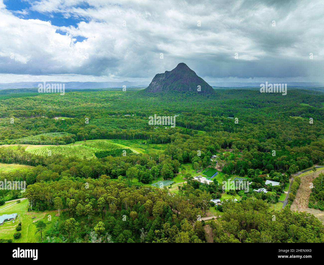 Mont Beerwah dans les montagnes Glass House.Sunshine Coast, Queensland, Australie Banque D'Images