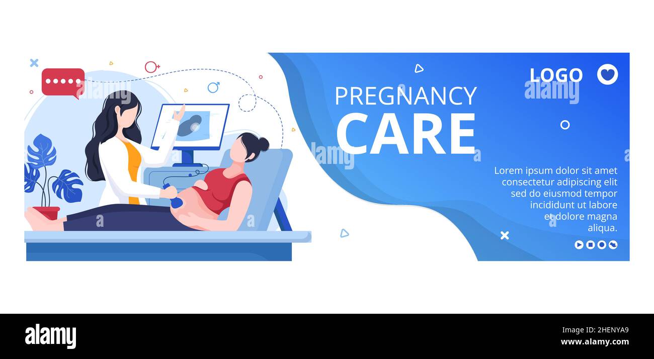 Couverture de l'assurance mère et maternité modèle de soins de santé Illustration plate modifiable de fond carré pour les médias sociaux ou carte de voeux Illustration de Vecteur