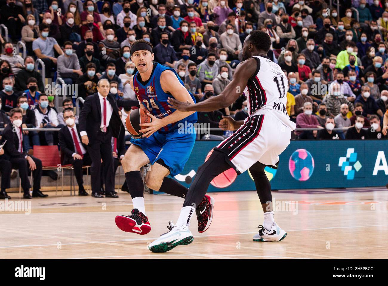 Barcelone, Espagne - le 11 janvier 2022, Kyle Kuric du FC Barcelone lors du match de basket-ball EuroLeague de Turkish Airlines entre le FC Barcelone et AX Armani Exchange Milan le 11 janvier 2022 au Palau Blaugrana à Barcelone, Espagne - photo: Javier Borrego/DPPI/LiveMedia Banque D'Images