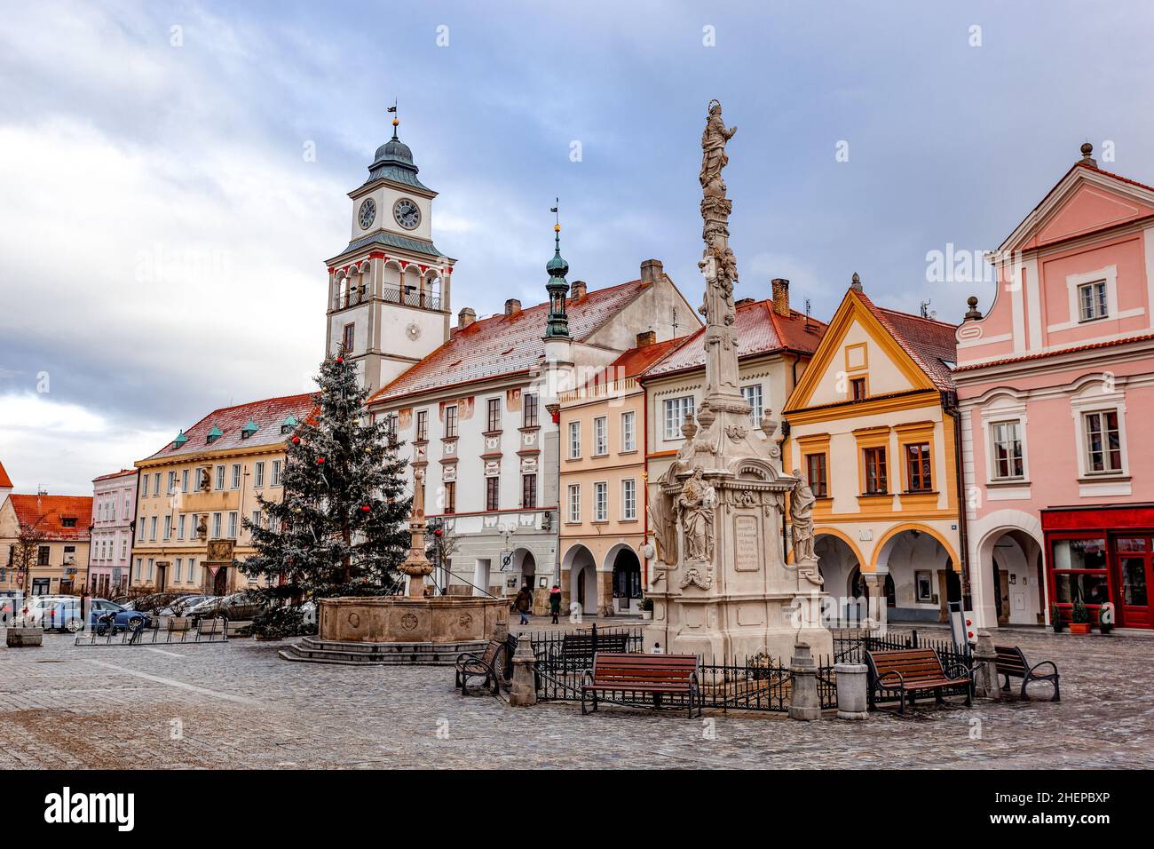 Centre-ville de Trebon, région du sud de la Bohême.République tchèque Banque D'Images