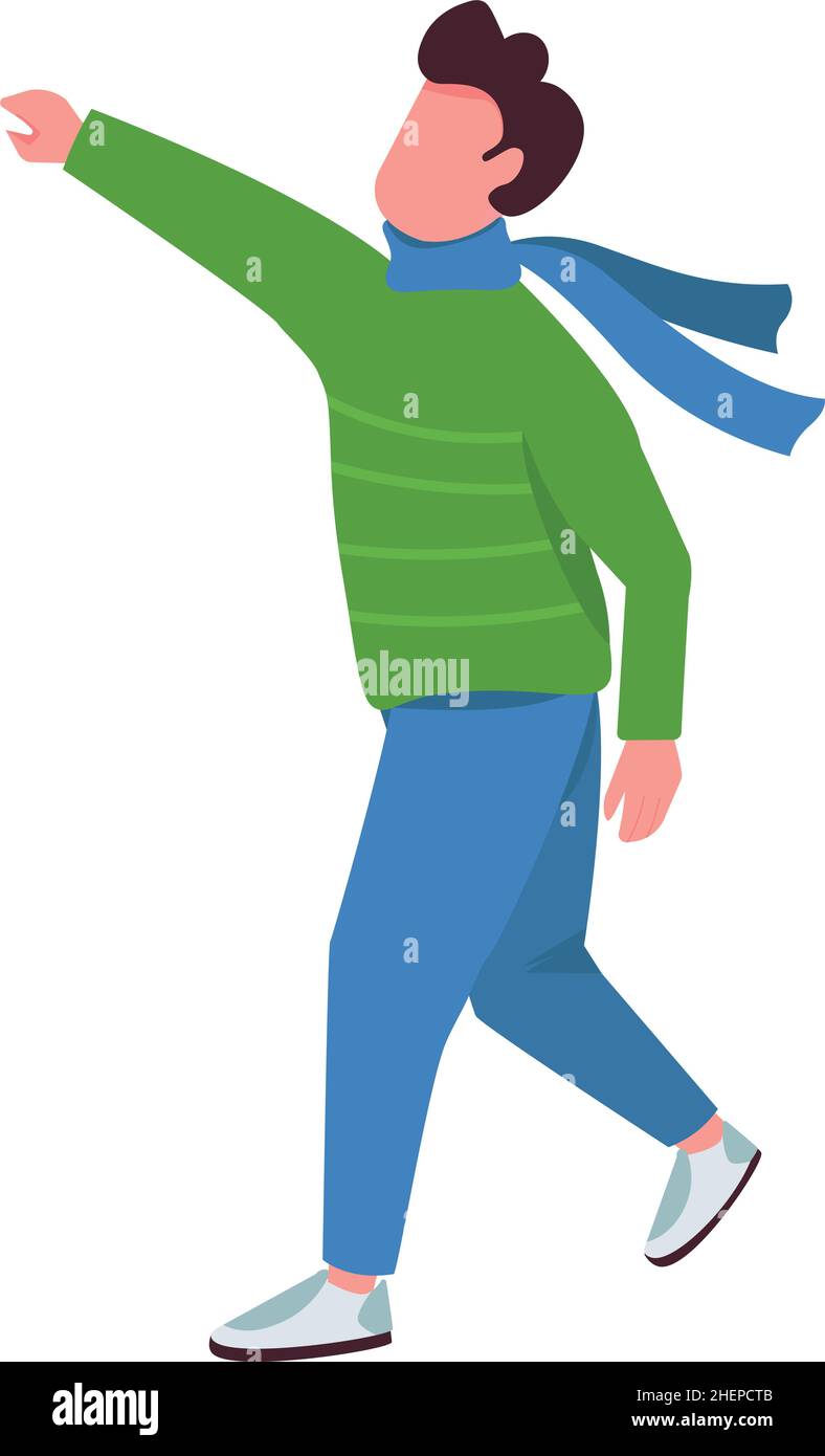 Homme en pelage gestant un personnage de vecteur de couleur semi-plat Illustration de Vecteur