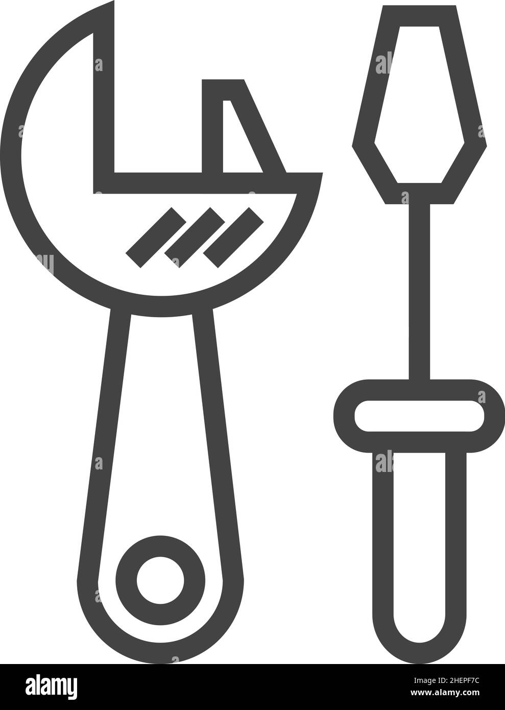 Icône de clé et de tournevis.Outils de réparation.Symbole de service Illustration de Vecteur