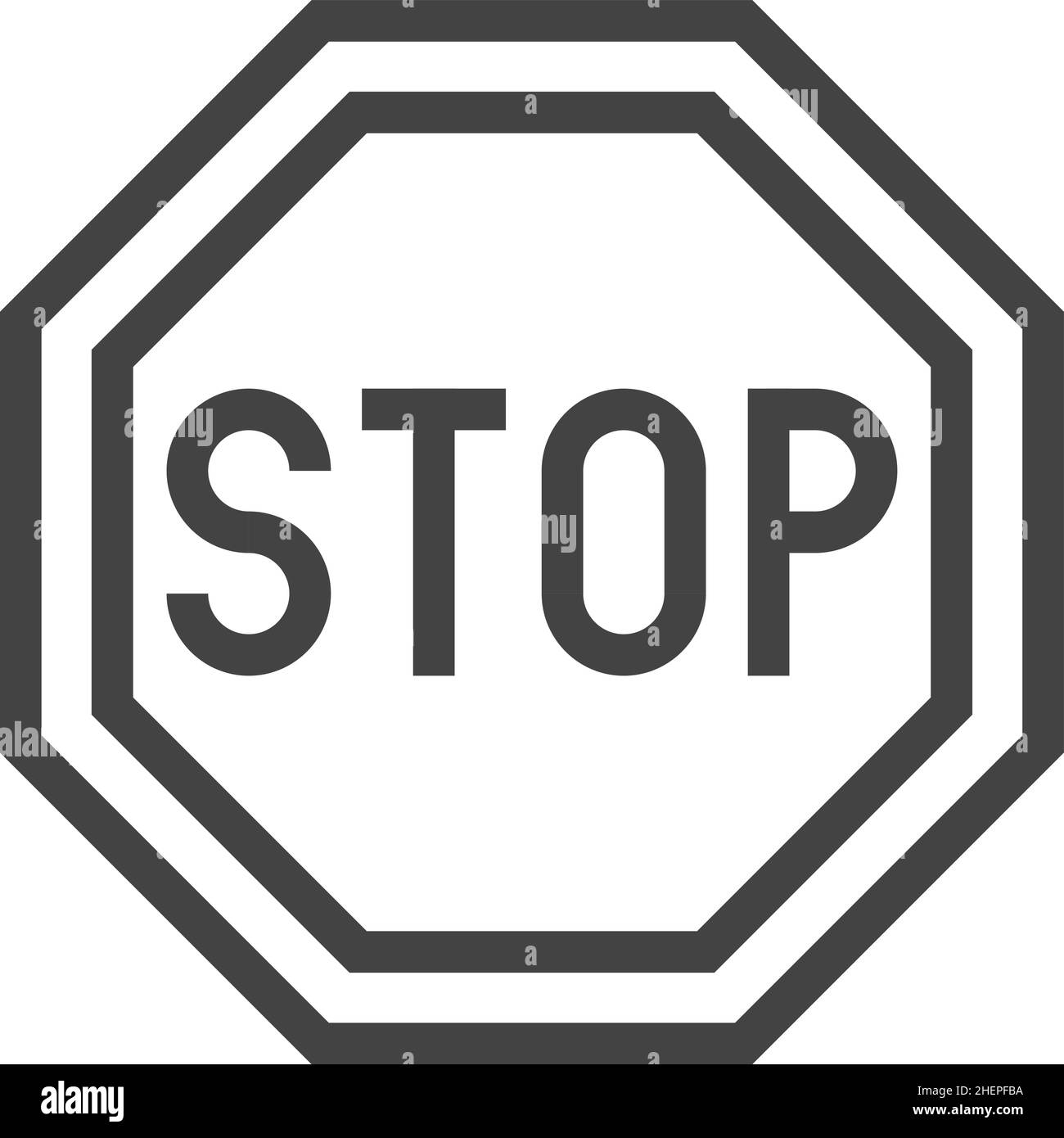 Icône du panneau d'arrêt.Symbole de danger.Ligne noire octogonale Illustration de Vecteur